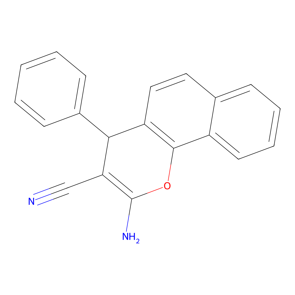 2-Amino-4-phenyl-4H-benzo[h]chromene-3-carbonitrile molecular structure, CAS 119825-05-7