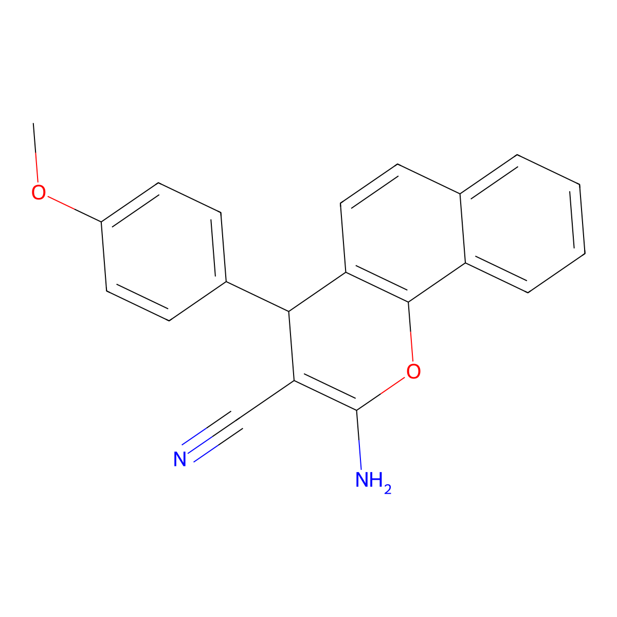 2-amino-4-(4-methoxyphenyl)-4H-benzo(h)chromene-3-carbonitrile molecular structure, CAS 119825-06-8