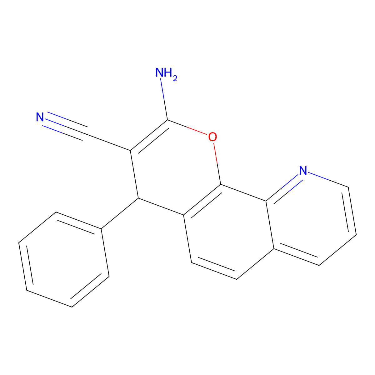 2-Amino-4-phenyl-4H-pyrano[3,2-H]quinoline-3-carbonitrile molecular structure, CAS 119825-08-0