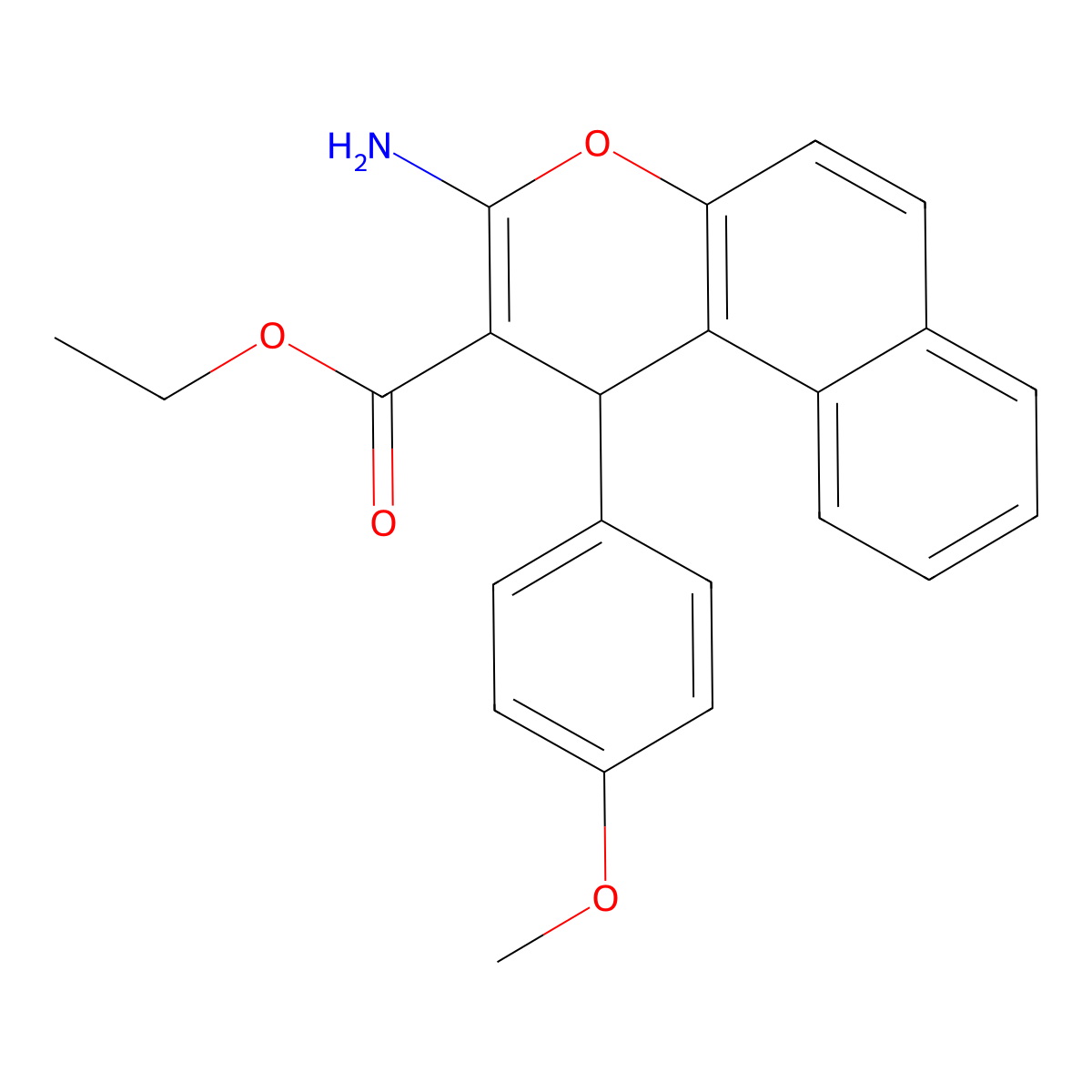 ethyl 3-amino-1-(4-methoxyphenyl)-1H-benzo[f]chromene-2-carboxylate molecular structure, CAS 119825-14-8