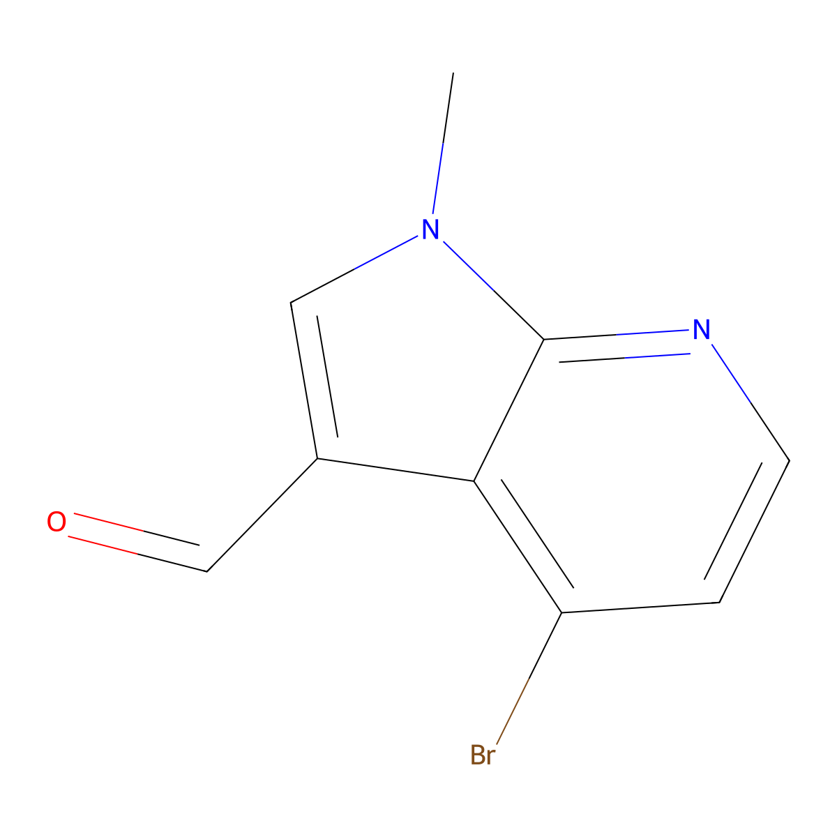 4-bromo-1-methyl-1H-pyrrolo(2,3-b)pyridine-3-carbaldehyde molecular structure, CAS 1198277-84-7