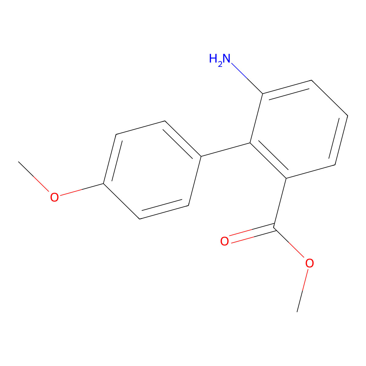 Methyl 6-amino-4'-methoxy-[1,1'-biphenyl]-2-carboxylate molecular structure, CAS 1198278-12-4