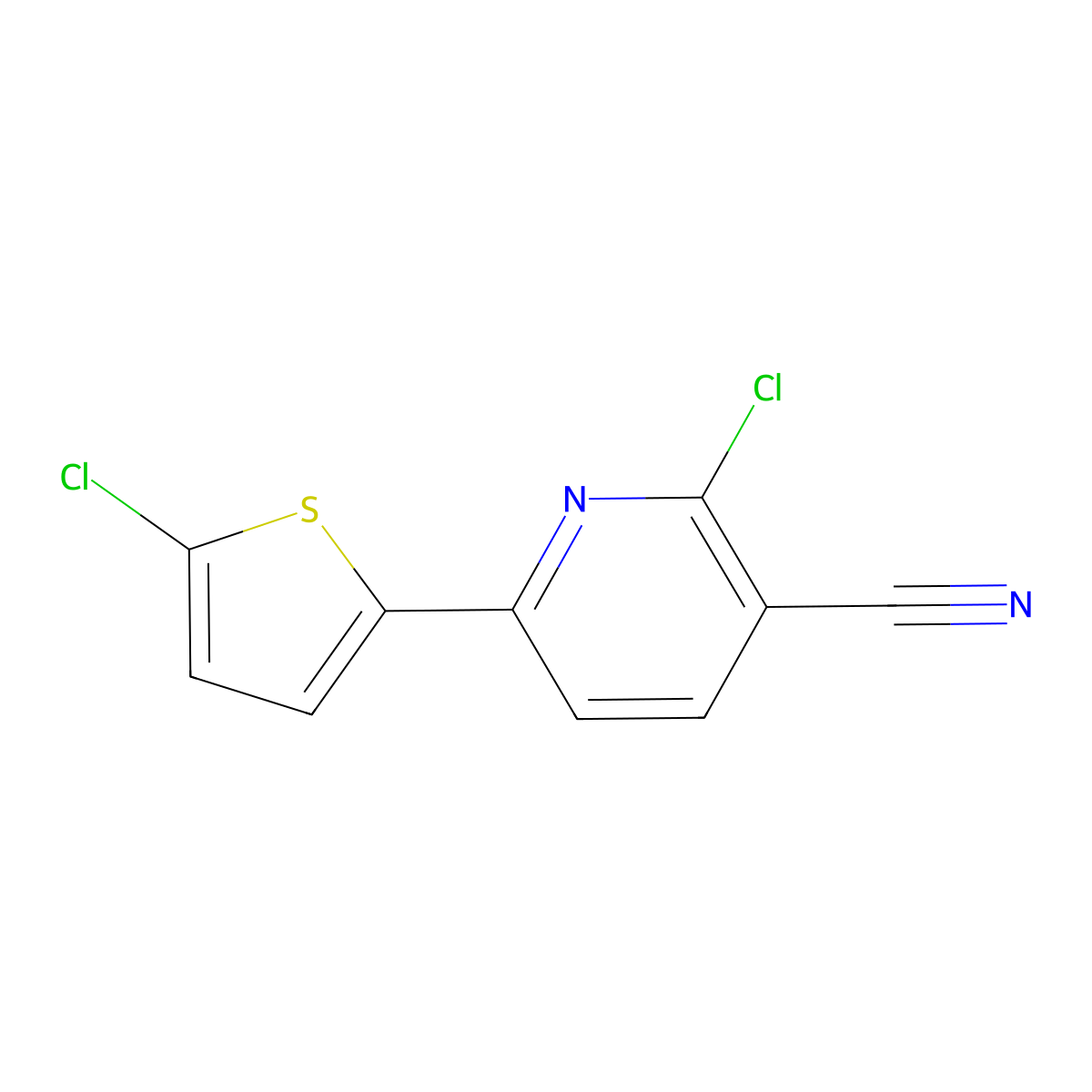 2-Chloro-6-(5-chlorothiophen-2-yl)pyridine-3-carbonitrile molecular structure, CAS 1198278-14-6