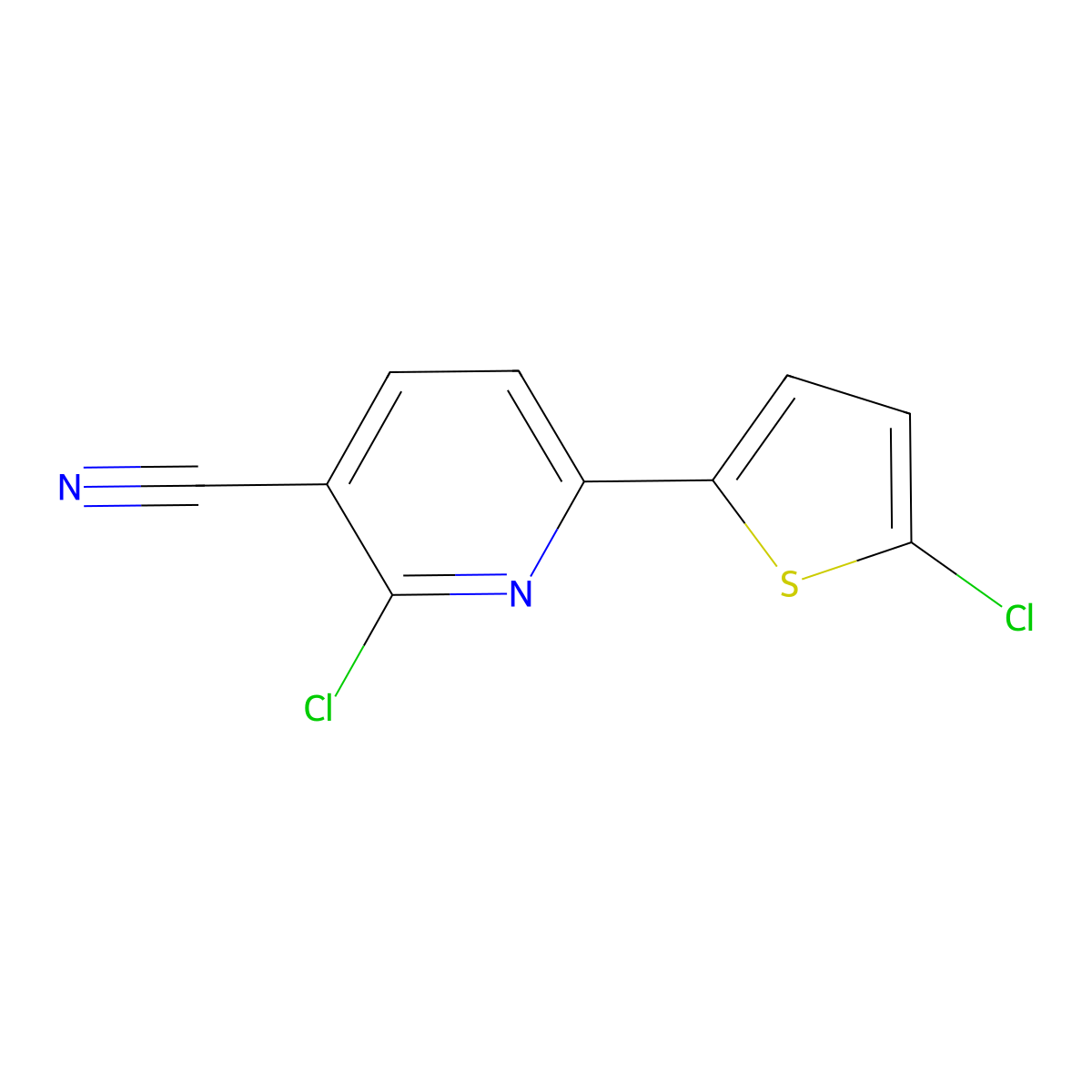 2-Chloro-6-(5-chlorothiophen-2-yl)pyridine-3-carbonitrile molecular structure, CAS 1198278-14-6