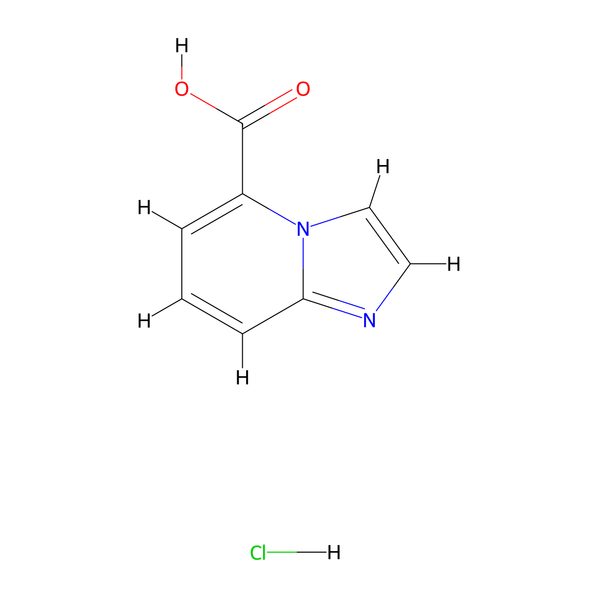 Imidazo(1,2-a)pyridine-5-carboxylic acid hydrochloride molecular structure, CAS 1198283-55-4