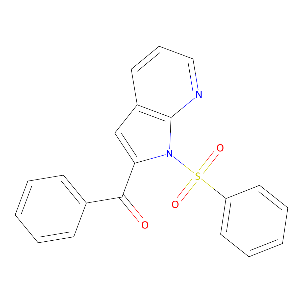 Phenyl(1-(phenylsulfonyl)-1H-pyrrolo[2,3-b]pyridin-2-yl)methanone molecular structure, CAS 1198283-74-7