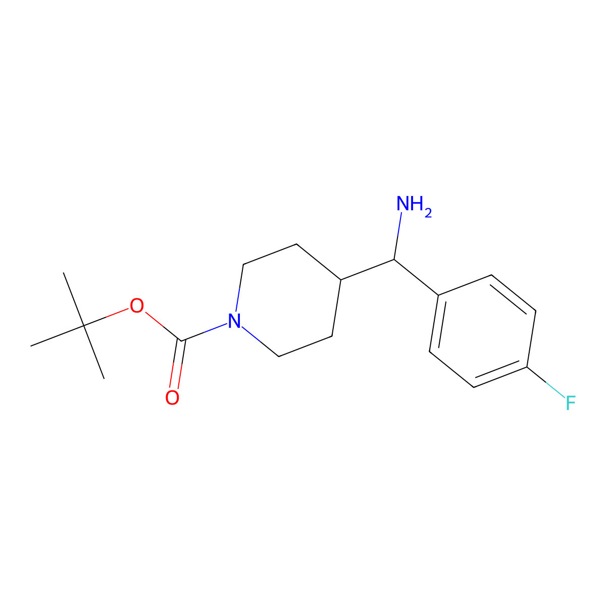 Tert-butyl 4-[amino(4-fluorophenyl)methyl]piperidine-1-carboxylate molecular structure, CAS 1198283-80-5