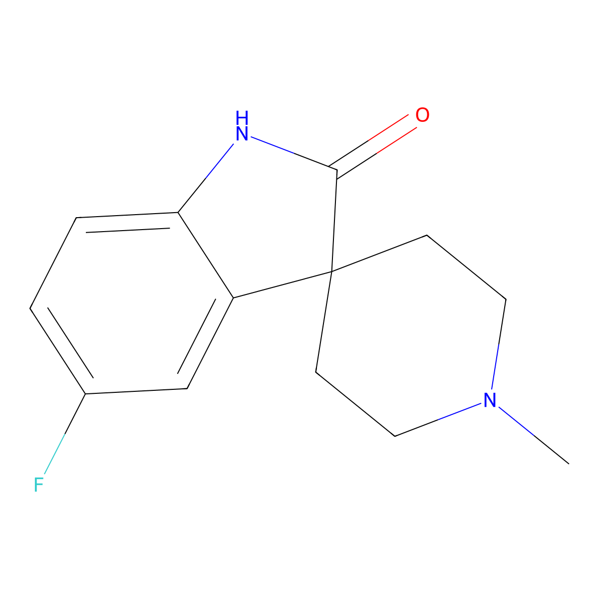 5-Fluoro-1'-methylspiro[indoline-3,4'-piperidin]-2-one molecular structure, CAS 1198283-83-8