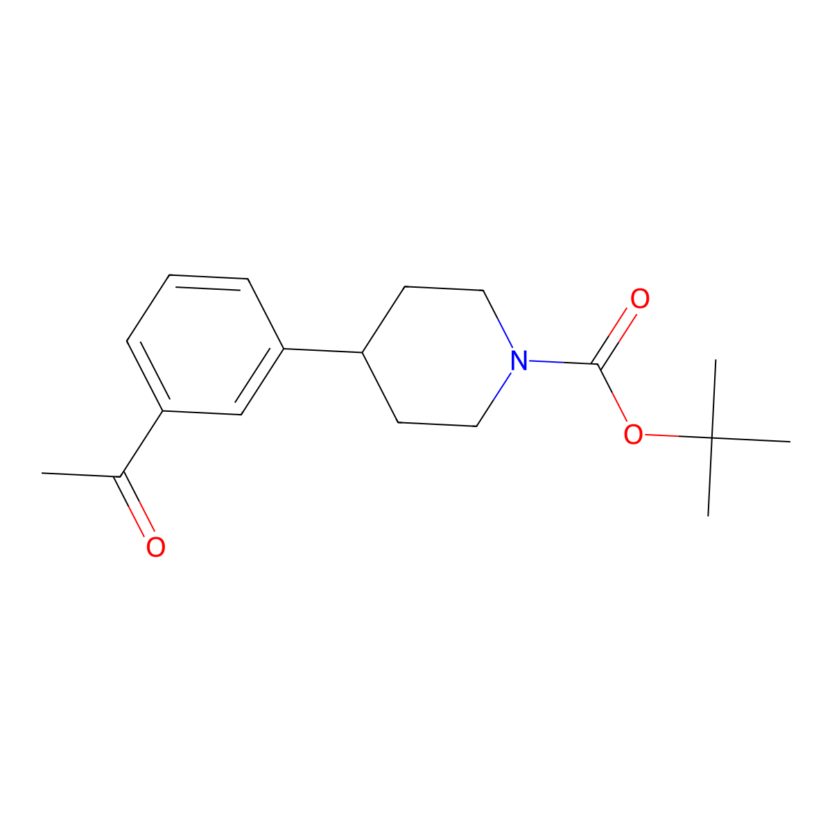 Tert-butyl 4-(3-acetylphenyl)piperidine-1-carboxylate molecular structure, CAS 1198283-87-2
