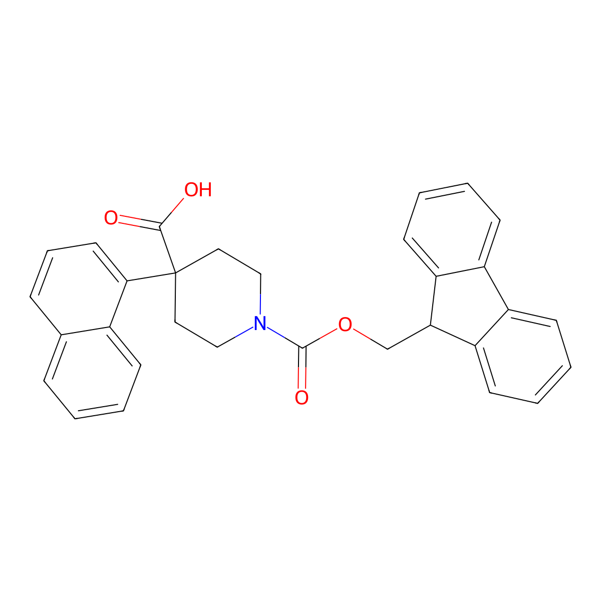 Fmoc-4-(naphthalen-1-yl)-piperidine-4-carboxylic acid molecular structure, CAS 1198283-92-9