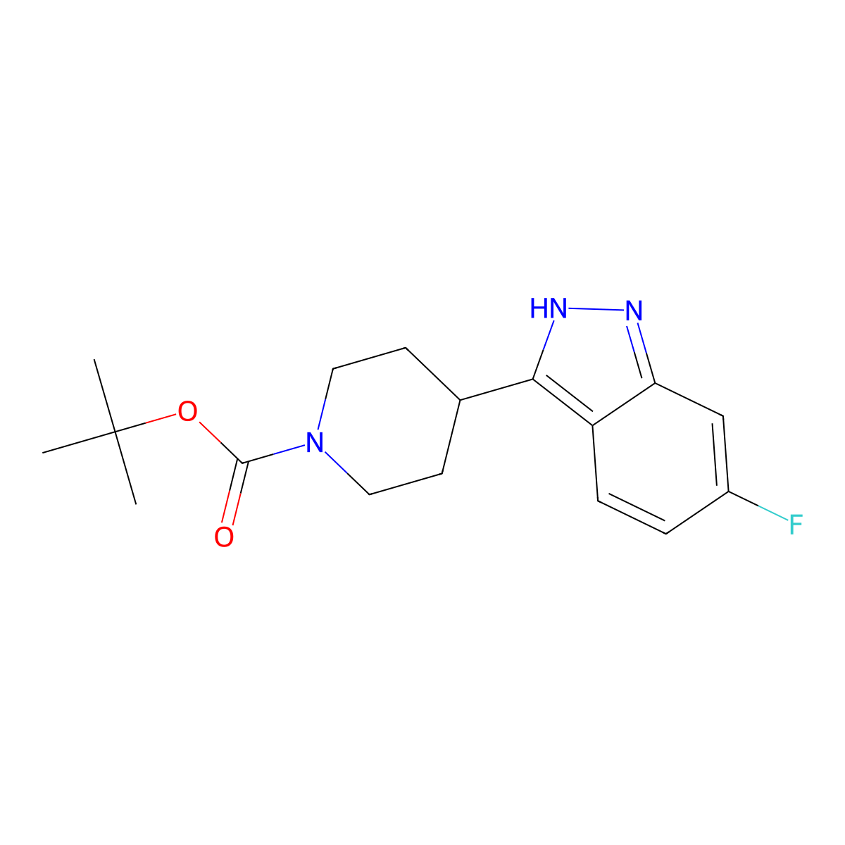 tert-butyl 4-(6-fluoro-1H-indazol-3-yl)piperidine-1-carboxylate molecular structure, CAS 1198284-41-1