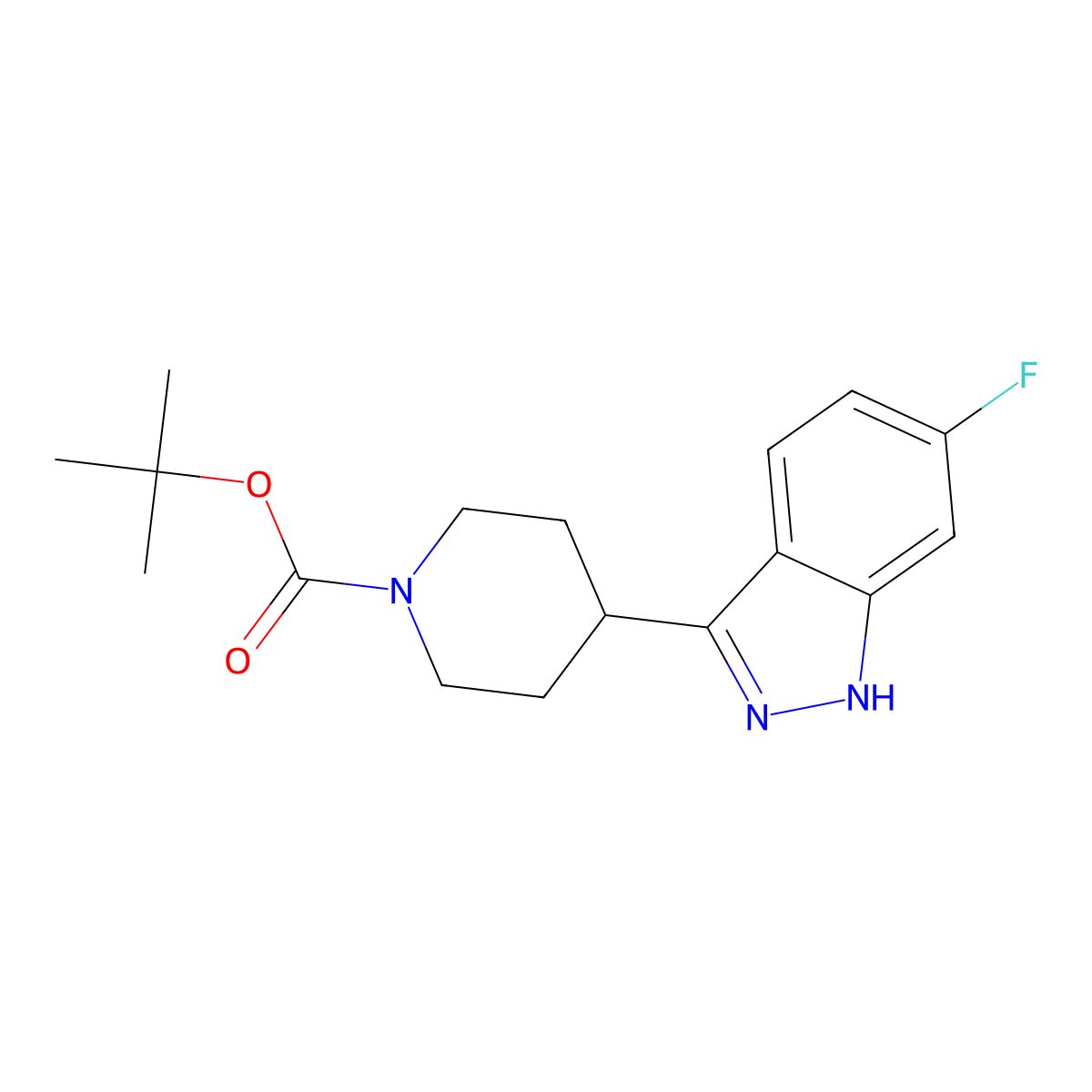 tert-butyl 4-(6-fluoro-1H-indazol-3-yl)piperidine-1-carboxylate molecular structure, CAS 1198284-41-1