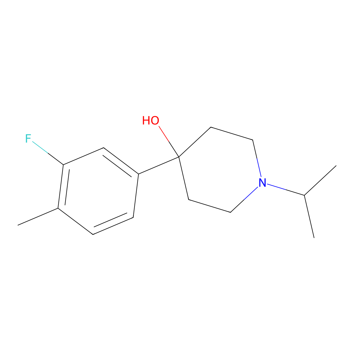 4-(3-Fluoro-4-methylphenyl)-4-hydroxy-1-iso-propylpiperidine molecular structure, CAS 1198284-42-2