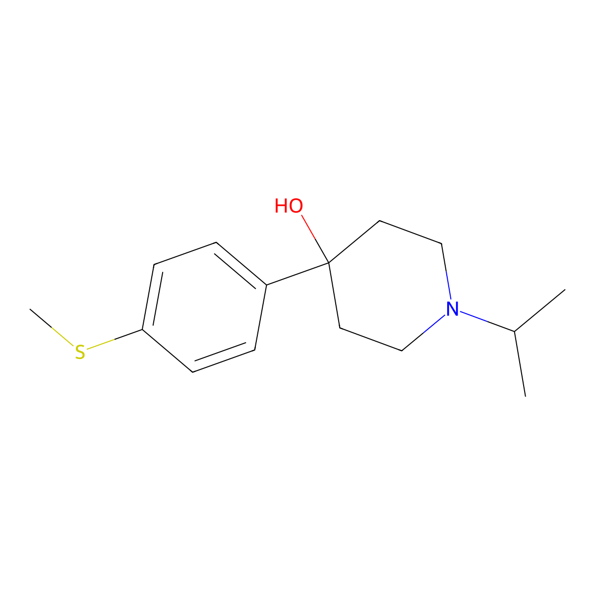 4-Hydroxy-4-(4-methylthiophenyl)-1-iso-propylpiperidine molecular structure, CAS 1198284-60-4