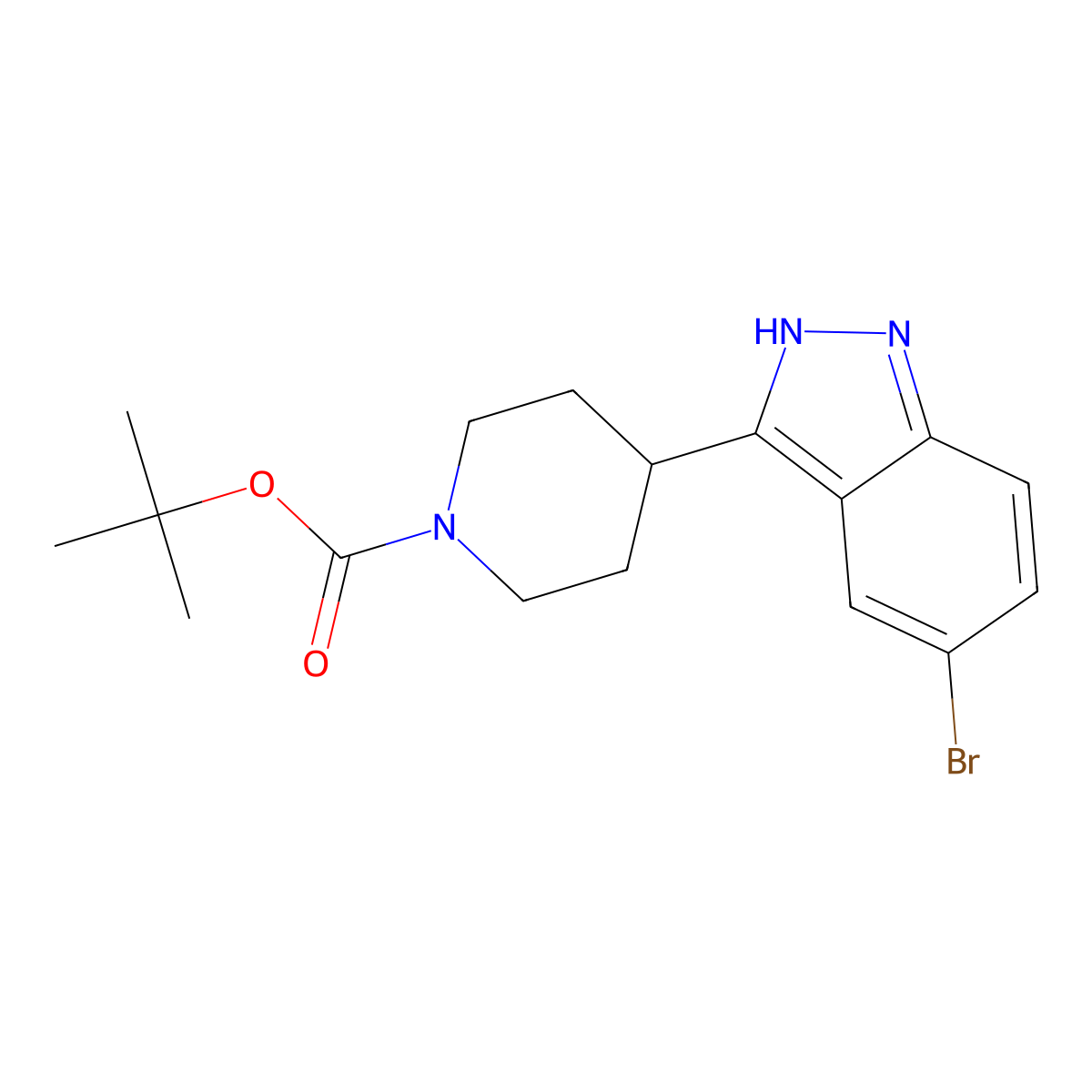 tert-butyl 4-(5-bromo-1H-indazol-3-yl)piperidine-1-carboxylate molecular structure, CAS 1198284-77-3