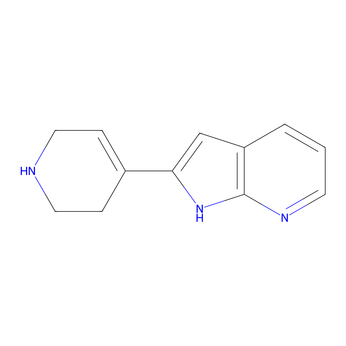 4-{1H-pyrrolo[2,3-b]pyridin-2-yl}-1,2,3,6-tetrahydropyridine molecular structure, CAS 1198284-87-5