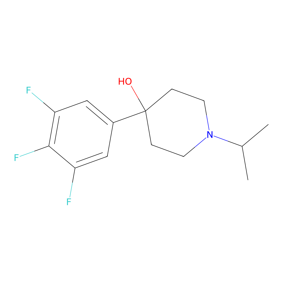 4-Hydroxy-4-(3,4,5-trifluorophenyl)-1-iso-propylpiperidine molecular structure, CAS 1198284-93-3