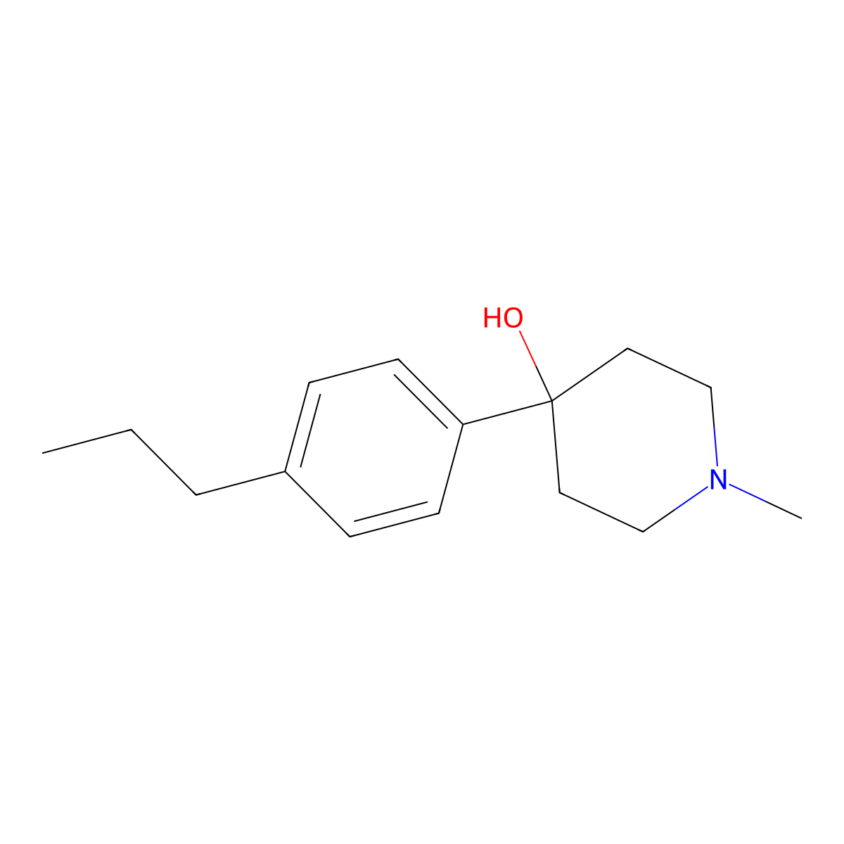 1-Methyl-4-(4-propylphenyl)piperidin-4-ol molecular structure, CAS 1198285-02-7