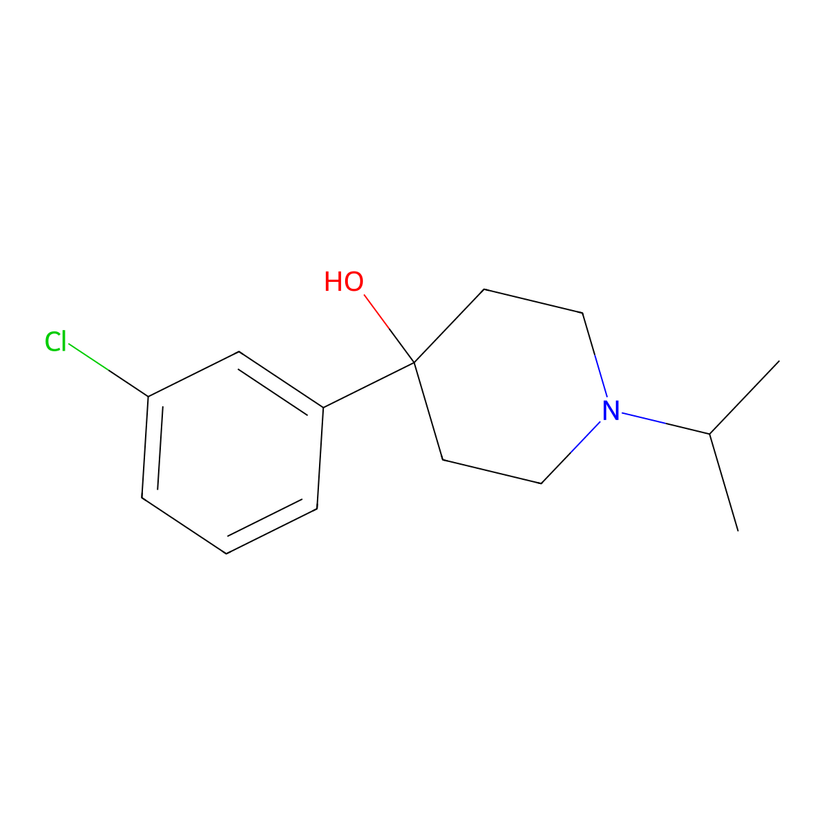 4-(3-Chlorophenyl)-4-hydroxy-1-iso-propylpiperidine molecular structure, CAS 1198285-10-7