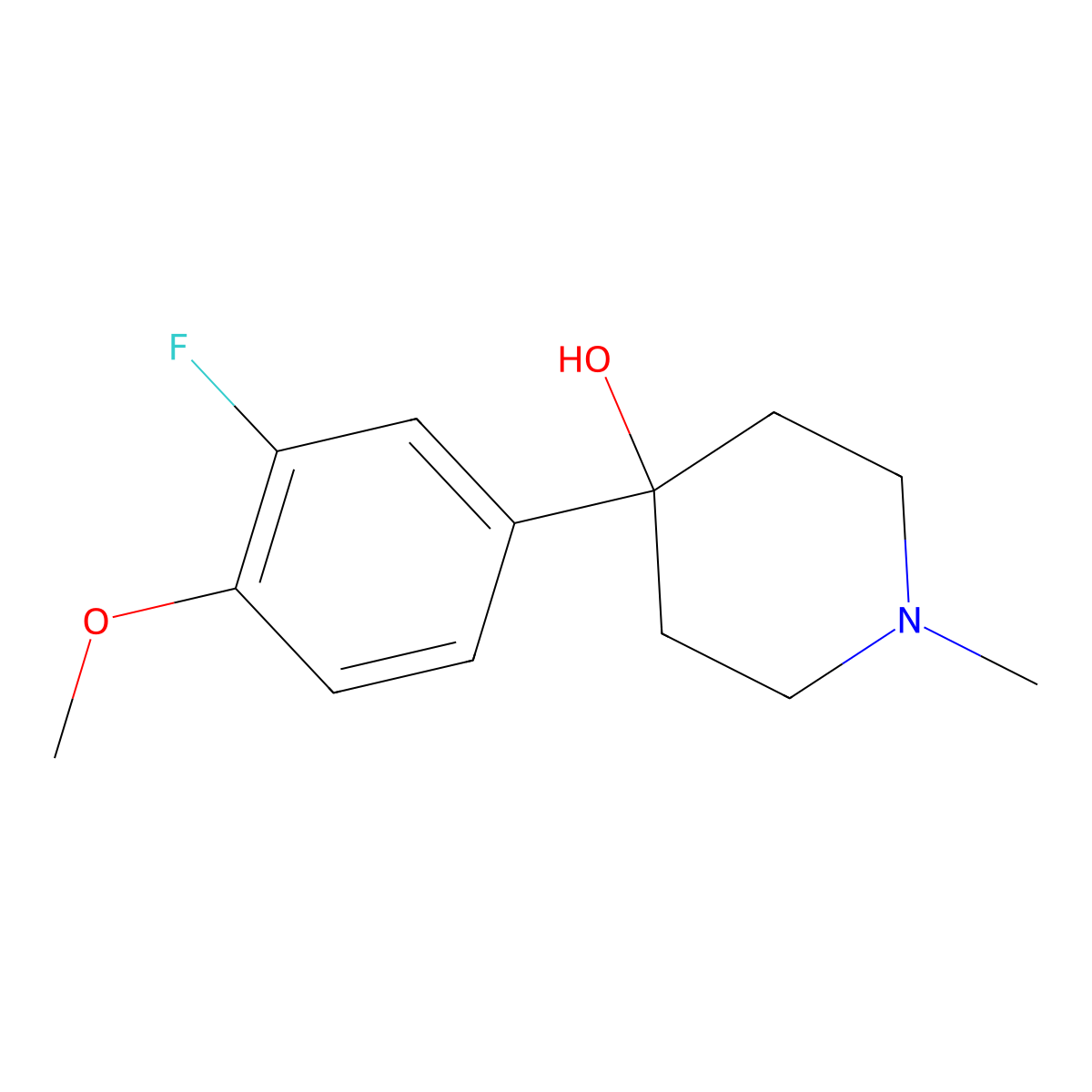 4-(3-Fluoro-4-methoxyphenyl)-4-hydroxy-1-methylpiperidine molecular structure, CAS 1198285-13-0