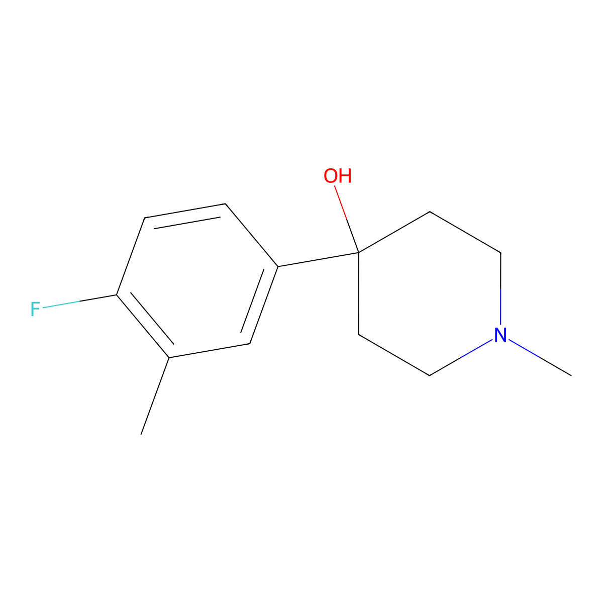 4-(4-Fluoro-3-methylphenyl)-4-hydroxy-1-methylpiperidine molecular structure, CAS 1198285-24-3
