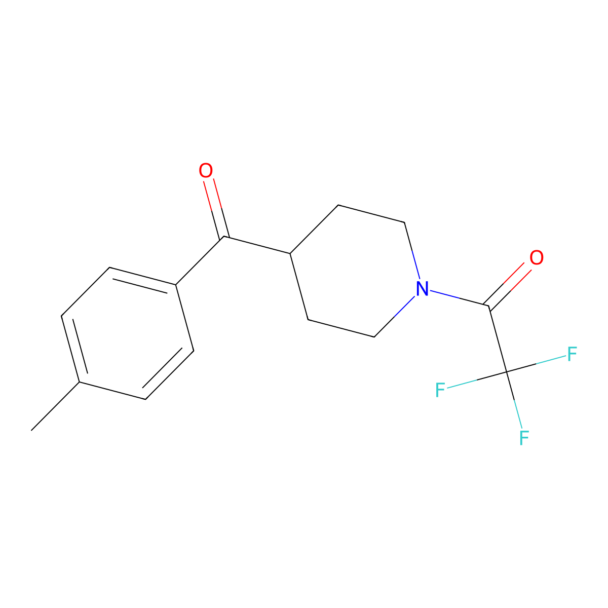2,2,2-Trifluoro-1-(4-(4-methylbenzoyl)piperidin-1-yl)ethanone molecular structure, CAS 1198285-26-5