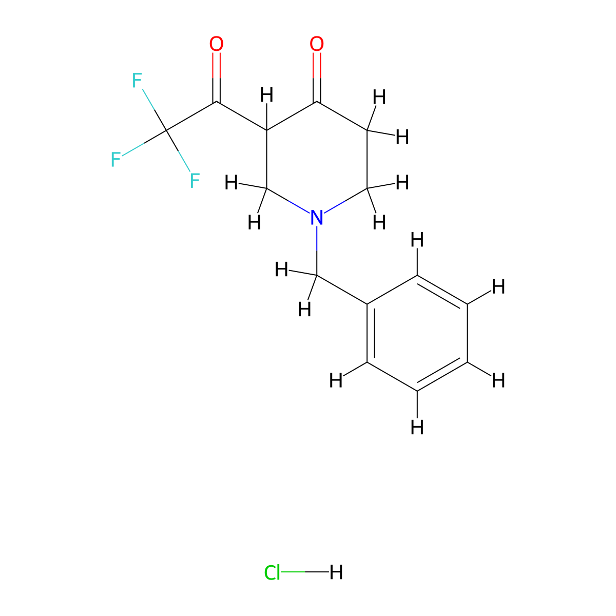 1-Benzyl-3-(2,2,2-trifluoroacetyl)piperidin-4-one hydrochloride molecular structure, CAS 1198285-40-3