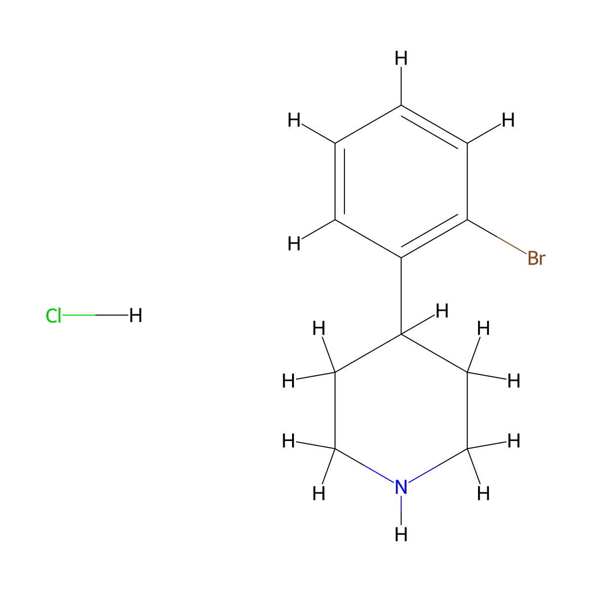 4-(2-Bromophenyl)piperidine hydrochloride molecular structure, CAS 1198285-51-6