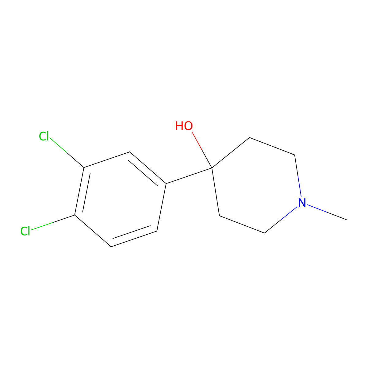 4-(3,4-Dichlorophenyl)-4-hydroxy-1-methylpiperidine molecular structure, CAS 1198285-69-6