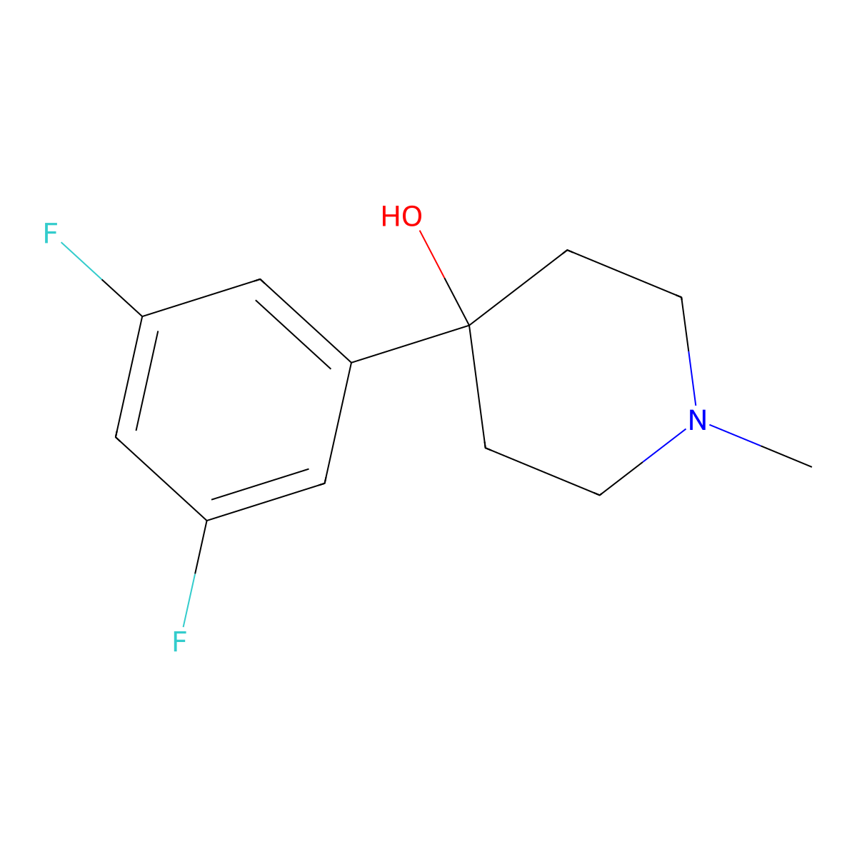4-(3,5-Difluorophenyl)-4-hydroxy-1-methylpiperidine molecular structure, CAS 1198285-72-1
