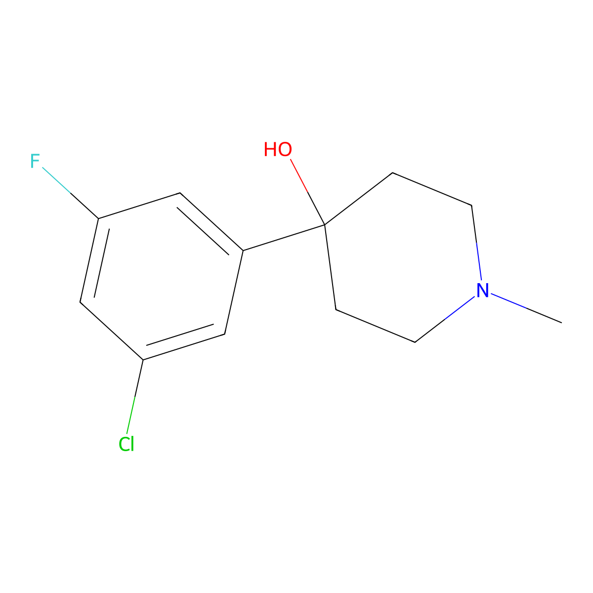 4-(3-Chloro-5-fluorophenyl)-4-hydroxy-1-methylpiperidine molecular structure, CAS 1198285-73-2