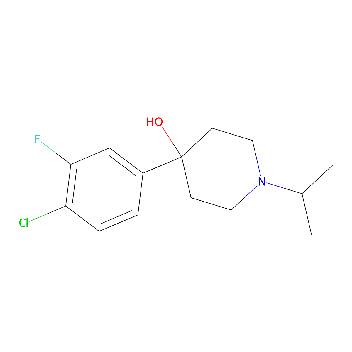 4-(4-Chloro-3-fluorophenyl)-4-hydroxy-1-iso-propylpiperidine molecular structure, CAS 1198285-76-5