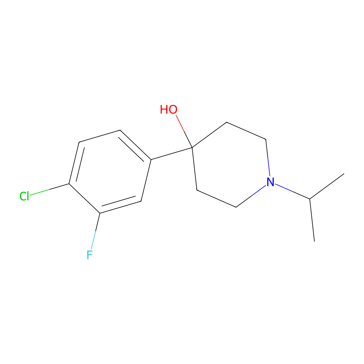 4-(4-Chloro-3-fluorophenyl)-4-hydroxy-1-iso-propylpiperidine molecular structure, CAS 1198285-76-5