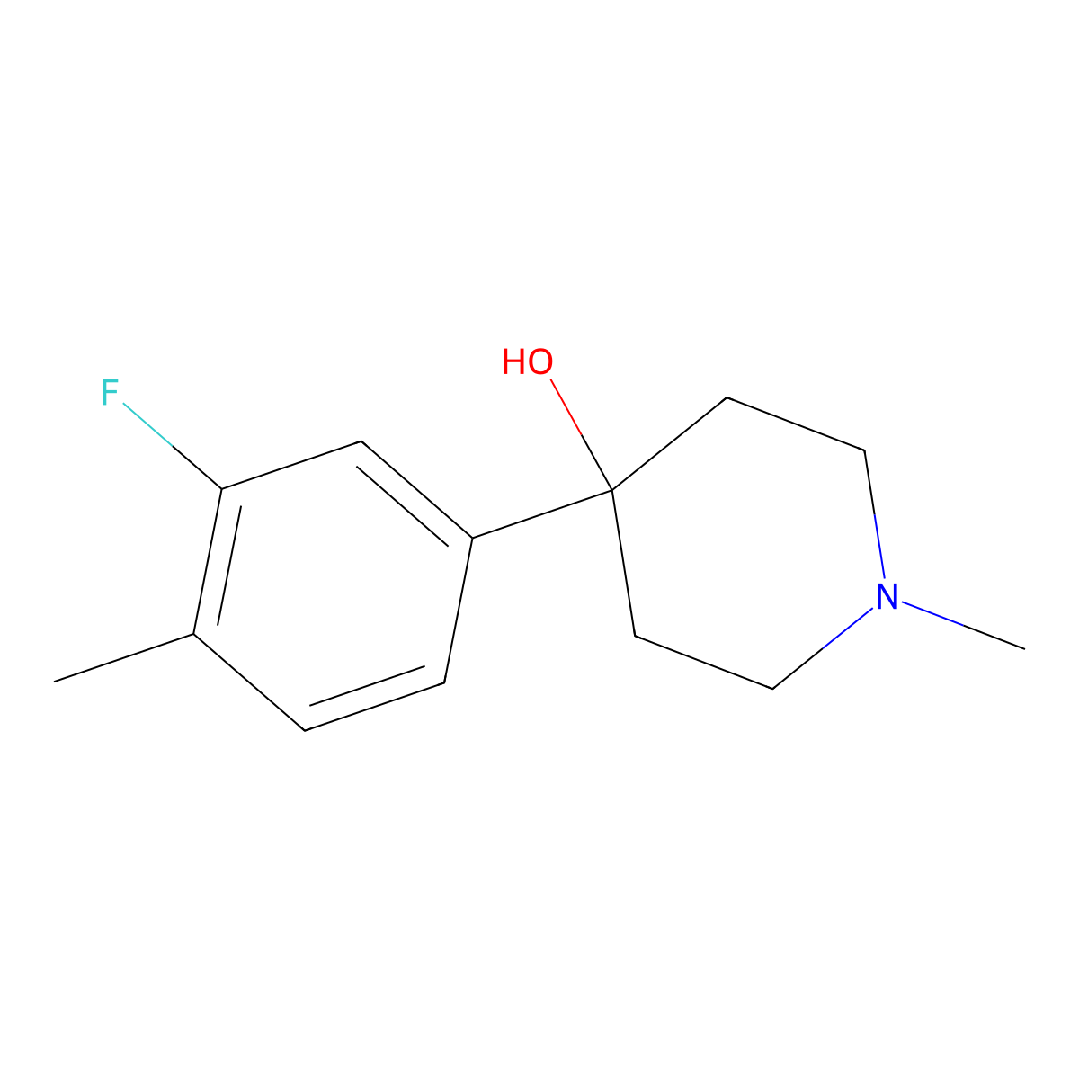 4-(3-Fluoro-4-methylphenyl)-4-hydroxy-1-methylpiperidine molecular structure, CAS 1198285-85-6