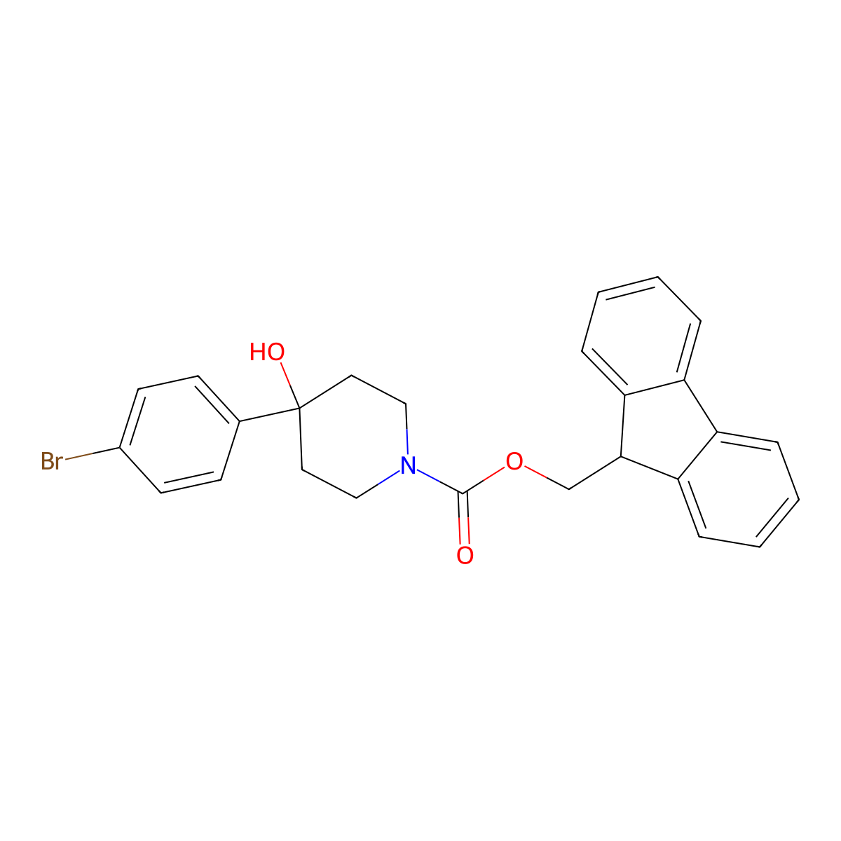 (9H-fluoren-9-yl)methyl 4-(4-bromophenyl)-4-hydroxypiperidine-1-carboxylate molecular structure, CAS 1198285-92-5