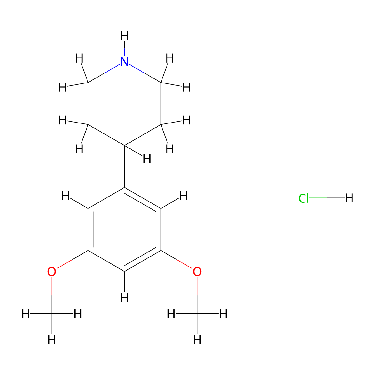 4-(3,5-Dimethoxyphenyl)piperidine hydrochloride molecular structure, CAS 1198285-98-1