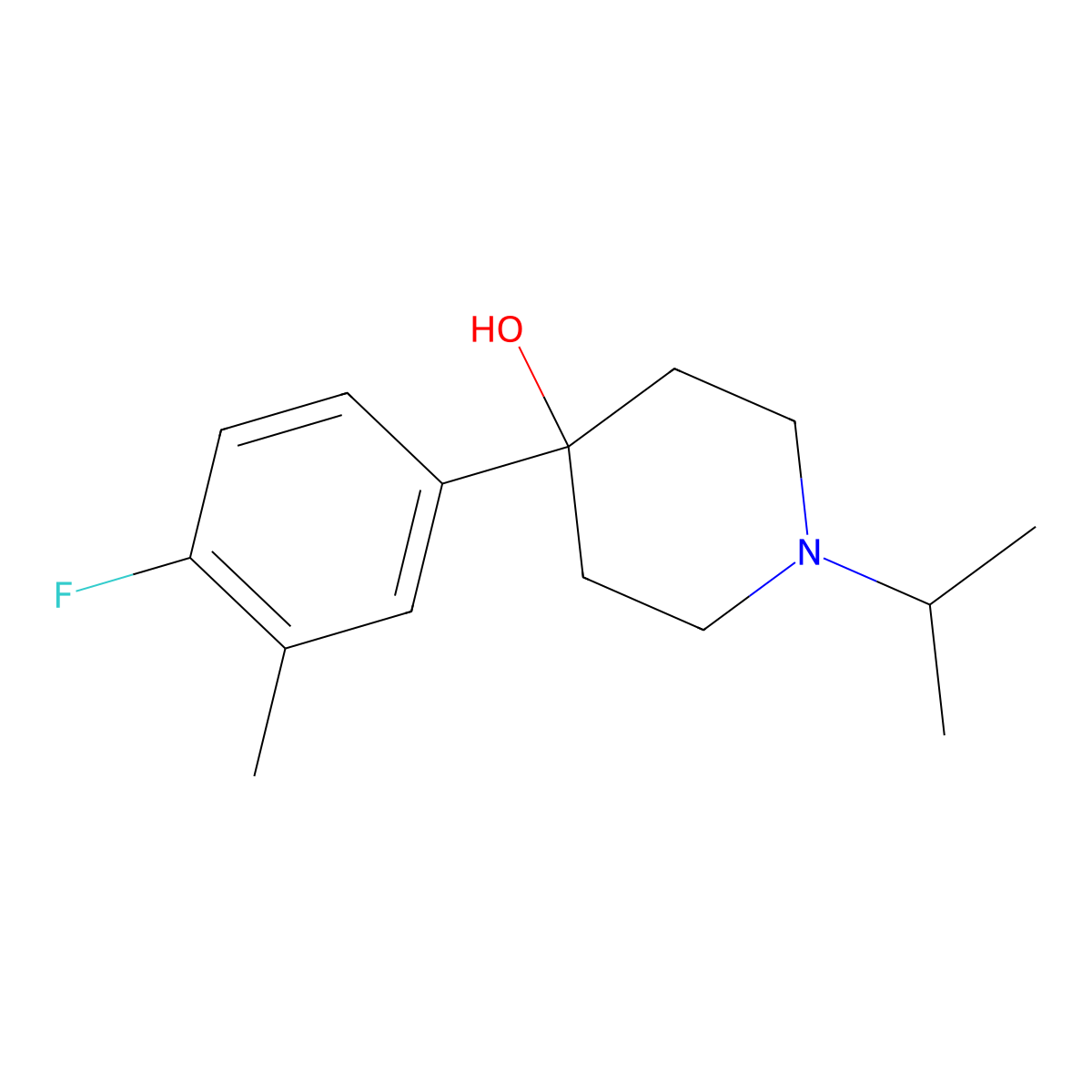 4-(4-Fluoro-3-methylphenyl)-4-hydroxy-1-iso-propylpiperidine molecular structure, CAS 1198286-01-9