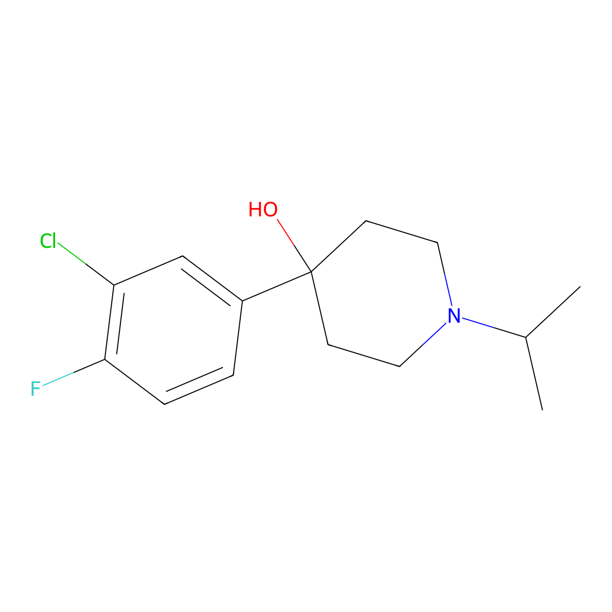 4-(3-Chloro-4-fluorophenyl)-4-hydroxy-1-iso-propylpiperidine molecular structure, CAS 1198286-11-1