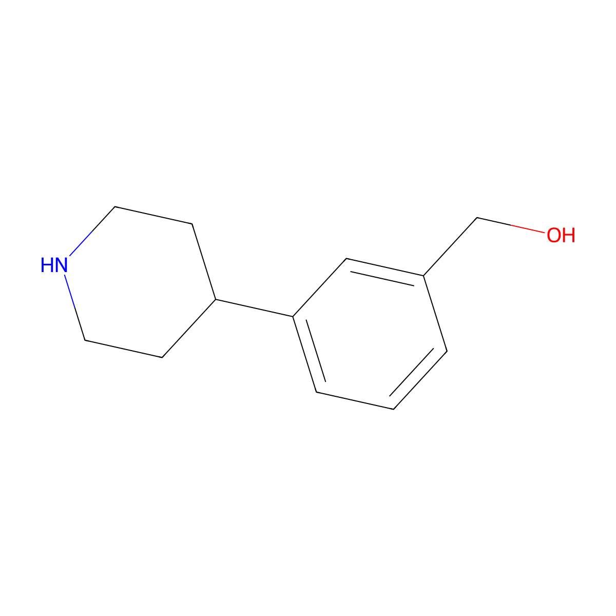 (3-(Piperidin-4-yl)phenyl)methanol molecular structure, CAS 1198286-35-9