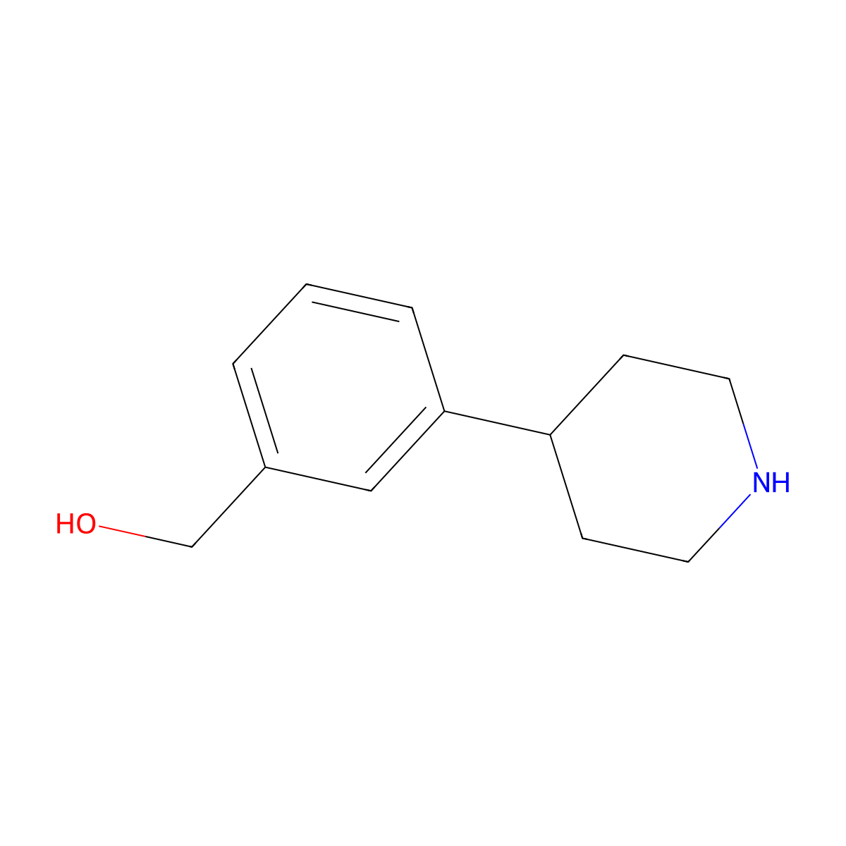 (3-(Piperidin-4-yl)phenyl)methanol molecular structure, CAS 1198286-35-9