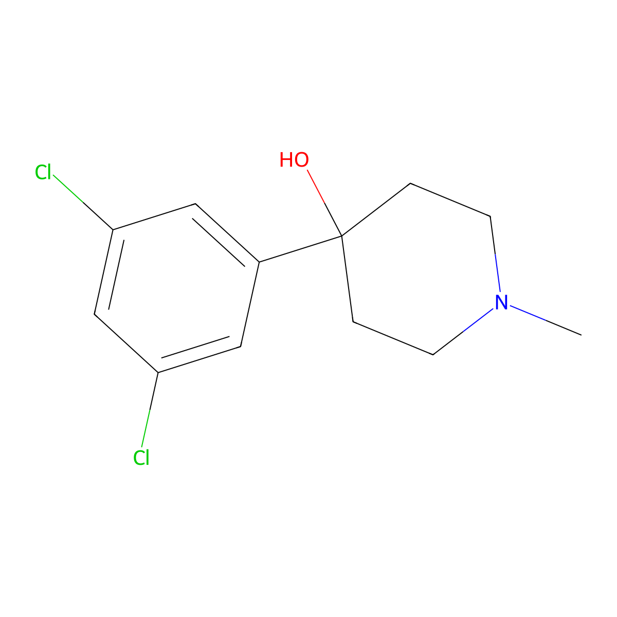 4-(3,5-Dichlorophenyl)-4-hydroxy-1-methylpiperidine molecular structure, CAS 1198286-39-3