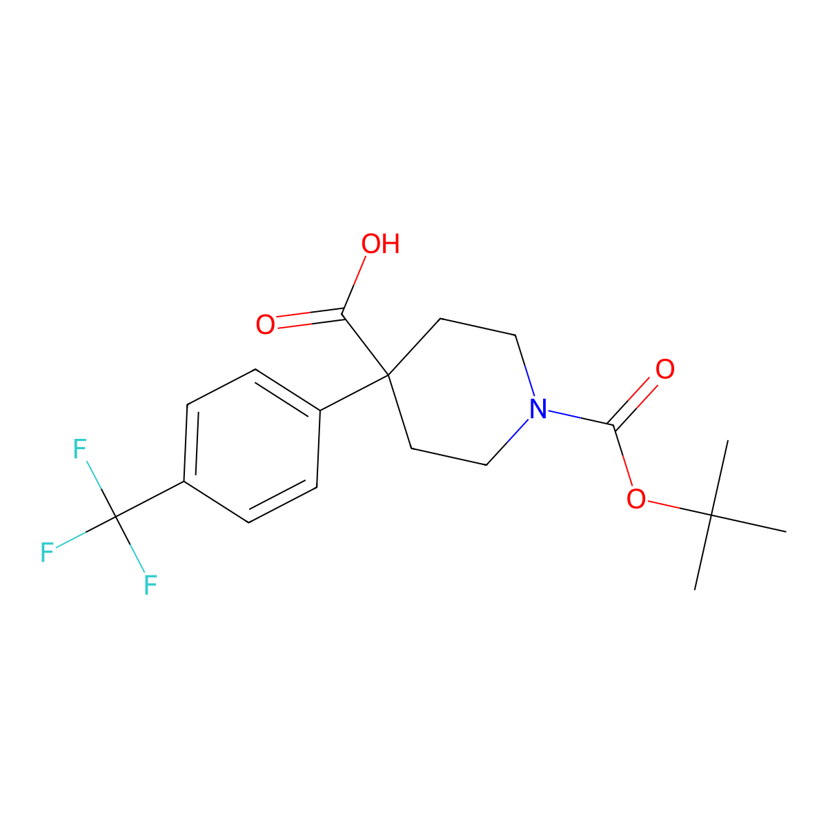 1-(tert-Butoxycarbonyl)-4-[4-(trifluoromethyl)phenyl]piperidine-4-carboxylic aci molecular structure, CAS 1198286-56-4