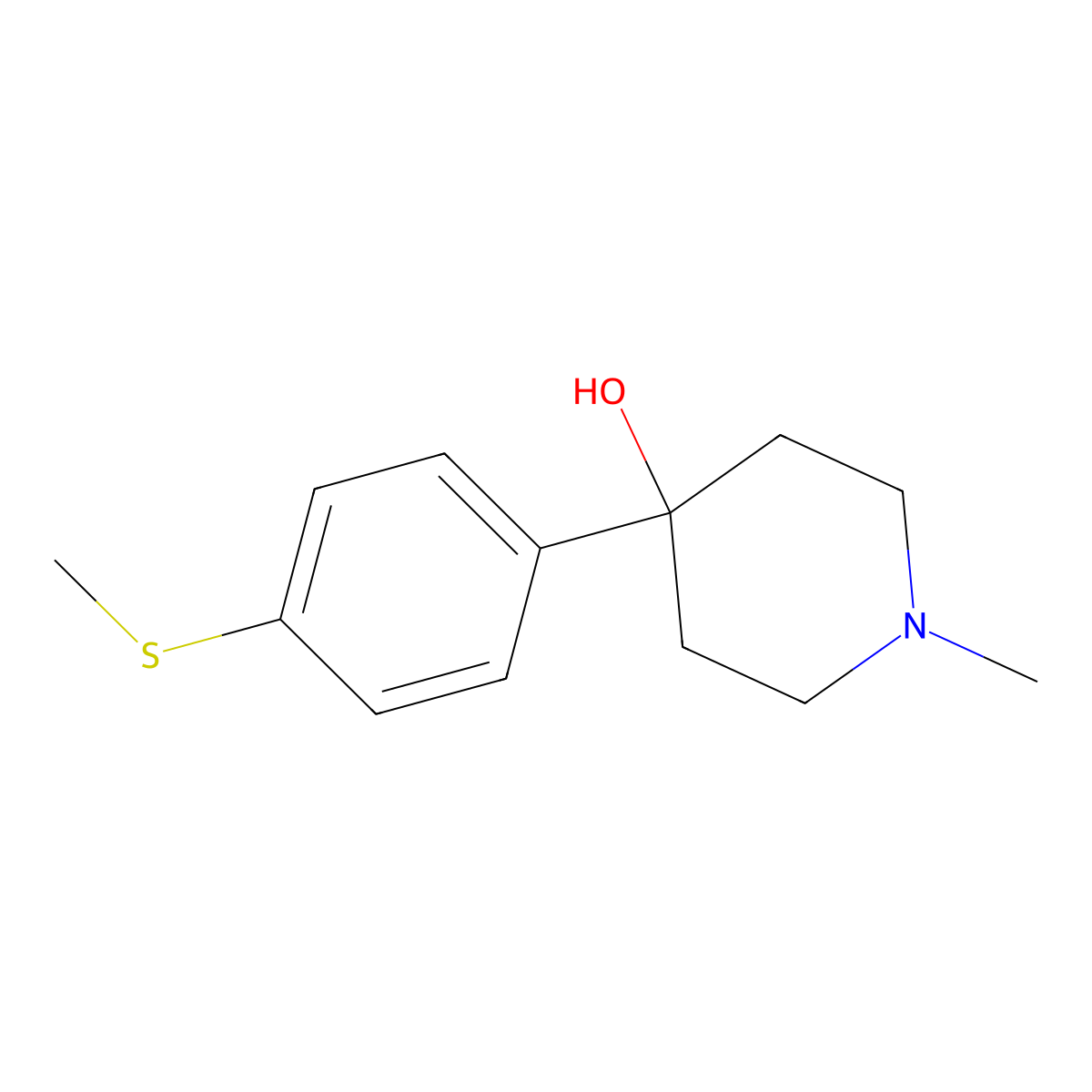 4-Hydroxy-4-(4-methylthiophenyl)-1-methylpiperidine molecular structure, CAS 1198286-63-3