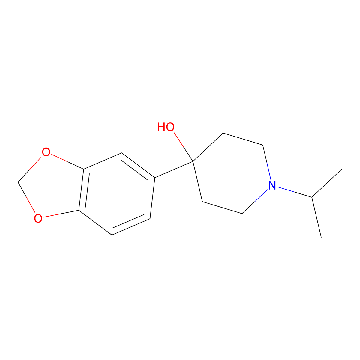 4-Hydroxy-4-[3,4-(methylenedioxy)phenyl]-1-iso-propylpiperidine molecular structure, CAS 1198286-75-7