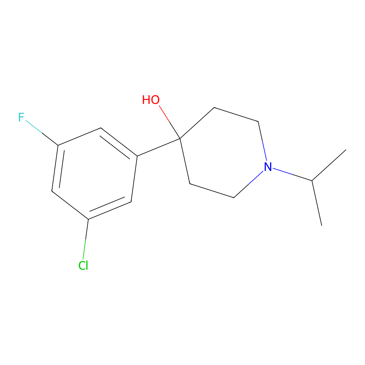 4-(3-Chloro-5-fluorophenyl)-4-hydroxy-1-iso-propylpiperidine molecular structure, CAS 1198286-82-6