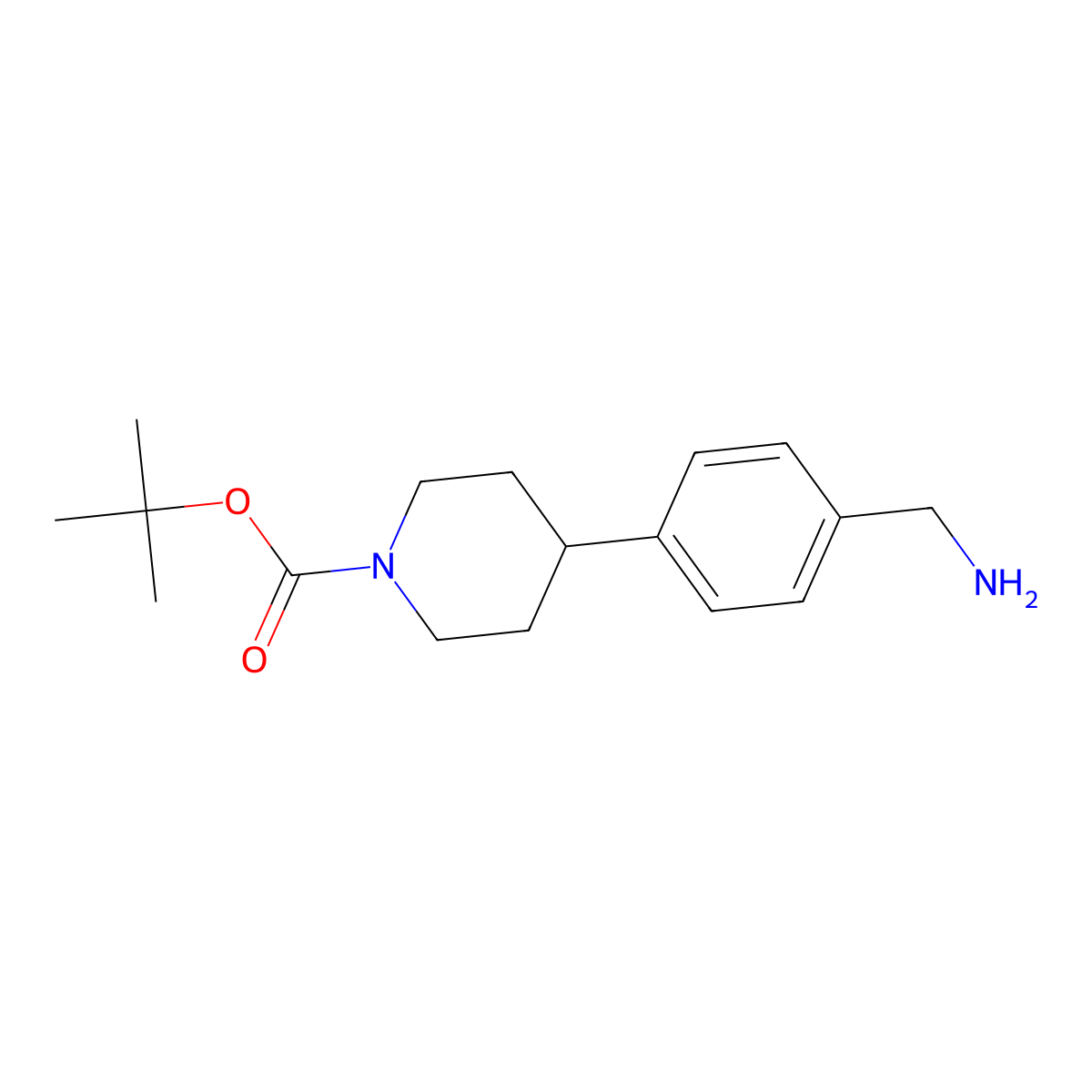 Tert-butyl 4-(4-(aminomethyl)phenyl)piperidine-1-carboxylate molecular structure, CAS 1198286-87-1