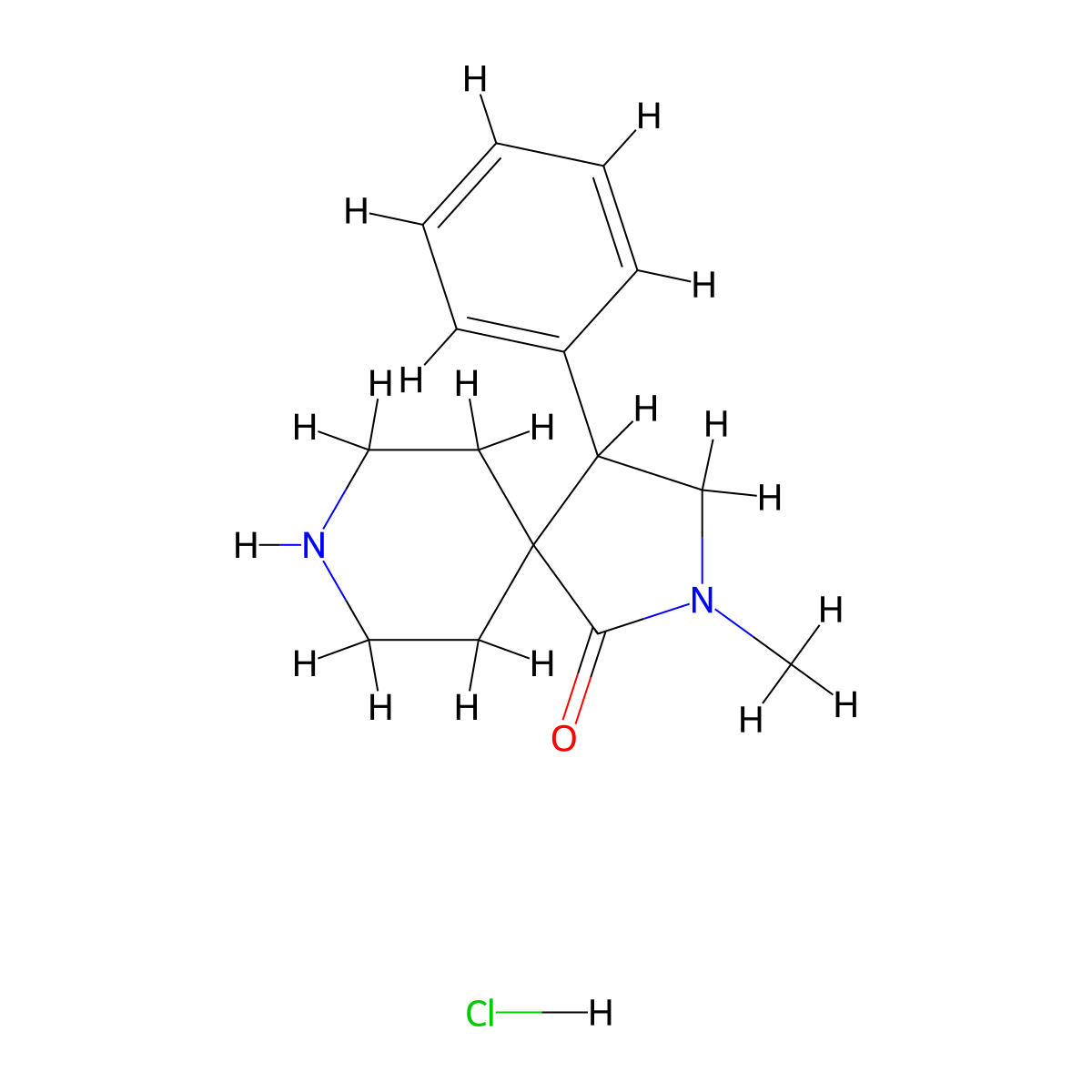 2-Methyl-4-phenyl-2,8-diazaspiro[4.5]decan-1-one hydrochloride molecular structure, CAS 1198286-93-9