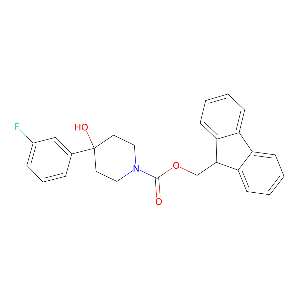 (9H-fluoren-9-yl)methyl 4-(3-fluorophenyl)-4-hydroxypiperidine-1-carboxylate molecular structure, CAS 1198287-03-4