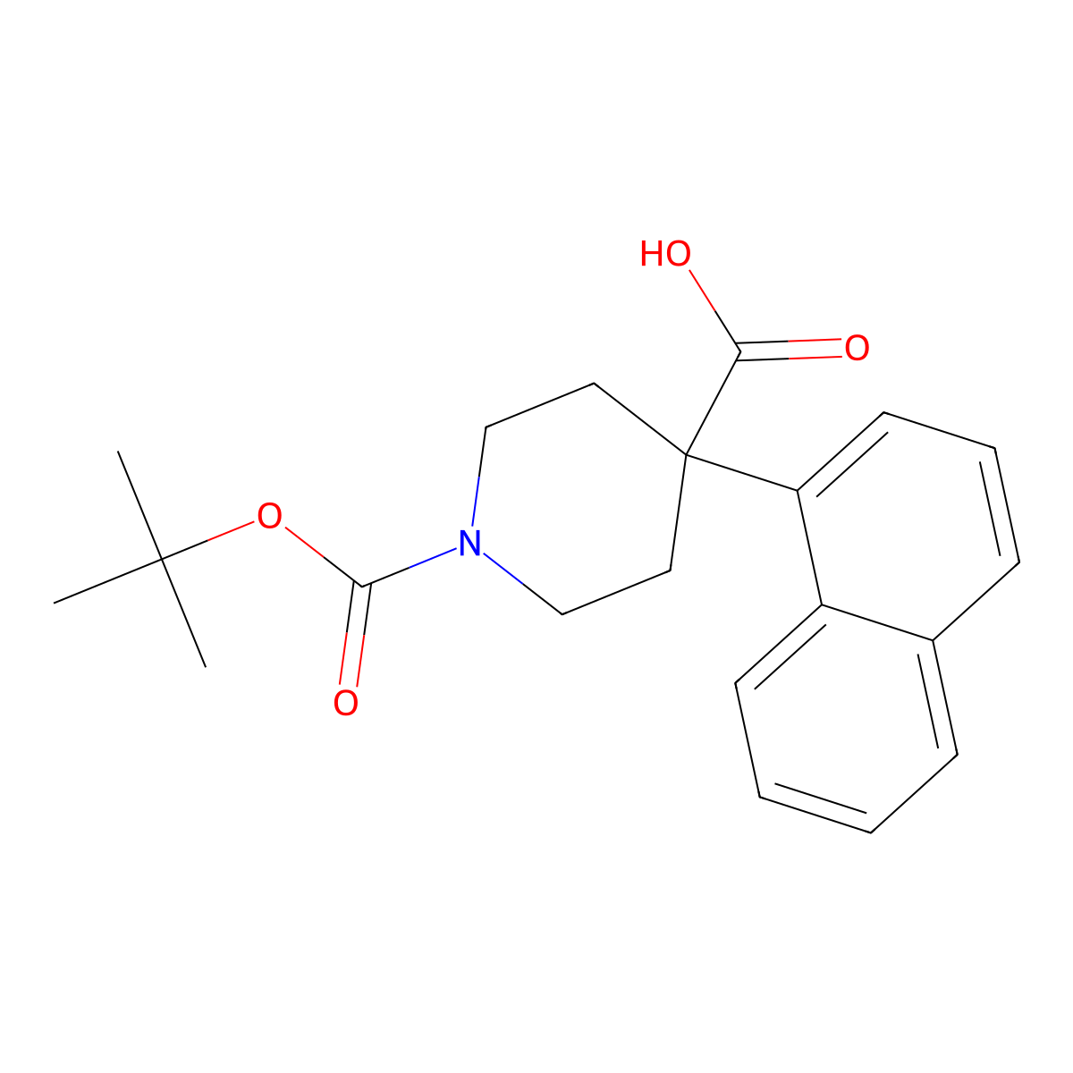 Boc-4-(naphthalen-1-yl)-piperidine-4-carboxylic acid molecular structure, CAS 1198287-04-5