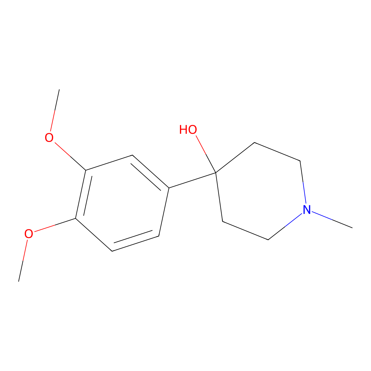4-(3,4-Dimethoxyphenyl)-4-hydroxy-1-methylpiperidine molecular structure, CAS 1198287-25-0